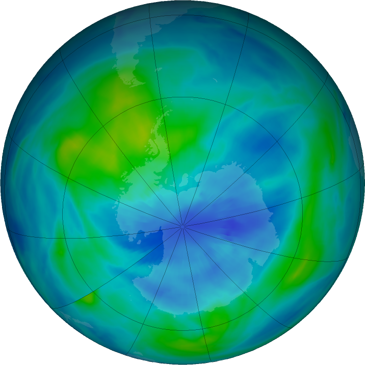 Antarctic ozone map for 28 March 2018